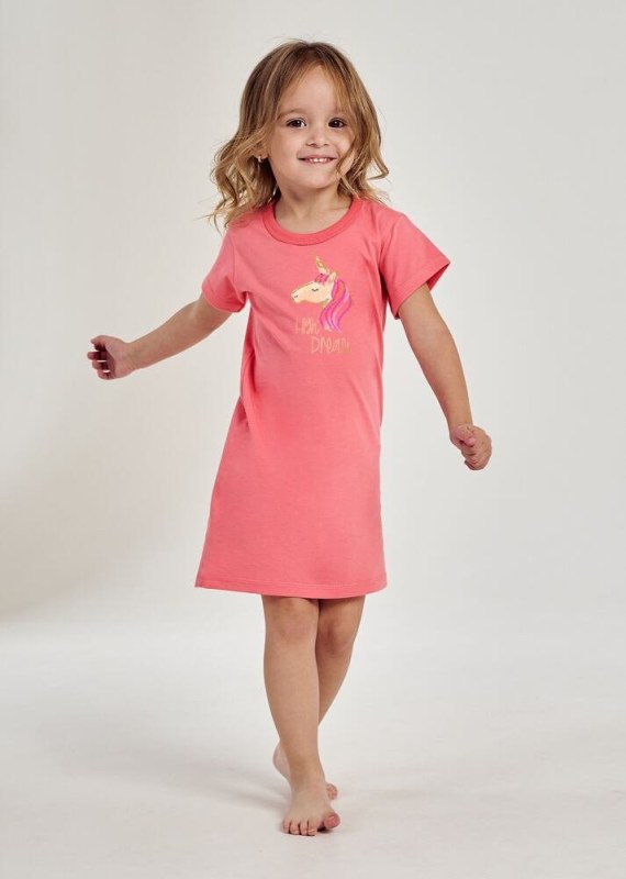 Dívčí noční košile Mila růžová s jednorožcem - Dámské oblečení pyžama