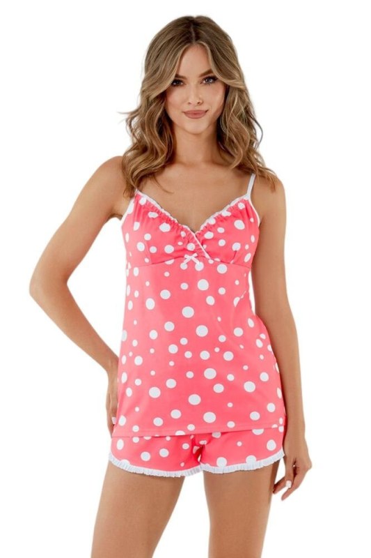 Dámské pyžamo Ojos růžové s puntíky - Dámské oblečení pyžama