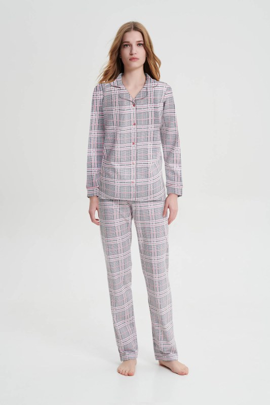 Vamp - Kárované pyžamo na knoflíky 19170 - Vamp - Dámské oblečení pyžama