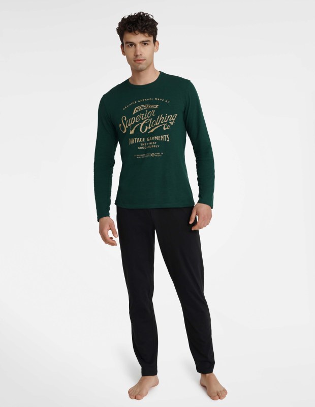 Pyžamo Imress 40952-79X Tmavě zelená a černá - Henderson - Dámské oblečení pyžama