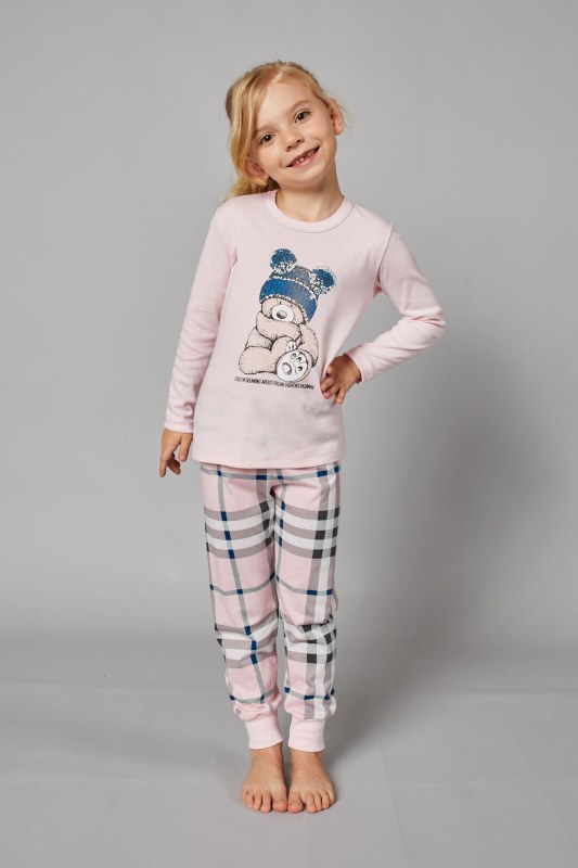 Dívčí pyžamo Bora, dlouhý rukáv, dlouhé kalhoty - růžová/potisk - Dámské oblečení pyžama