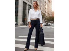 Dámské džíny s&nbsp;vysokým pasem UY2911 tmavě modré - FashionStreet
