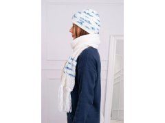 Dámská souprava se šátkem Anika K304 ecru+jeans