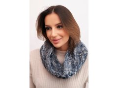 Dámský pletený měkký zimní komin KN25 šedý+jeansový