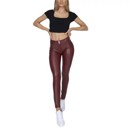 Dámské kalhoty Hugz Black Faux Leather Mid Waist - HUGZJEANS - Dámské oblečení rifle