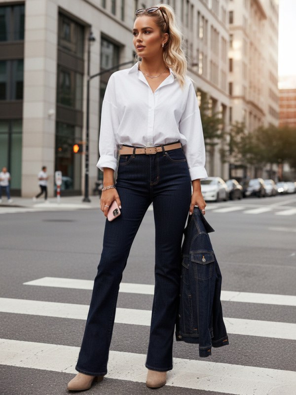 Dámské džíny s&nbsp;vysokým pasem UY2911 tmavě modré - FashionStreet - Dámské oblečení rifle