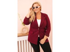 Dámská viskózová blazer Plus Size s&nbsp;dlouhým rukávem a&nbsp;límcem švestková