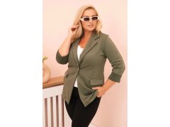Dámská viskózová blazer Plus Size s dlouhým rukávem a límcem khaki