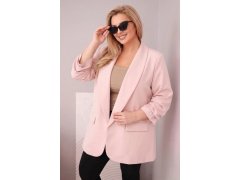 Dámské sako Plus Size elegantní pudrově růžové