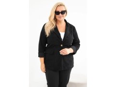 Dámské sako Plus Size manšestrové s&nbsp;klopami a&nbsp;kapsami černá