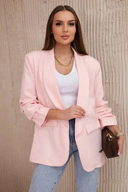 Sako s klopami elegantní pudrově růžov - Kesi - Dámské oblečení saka