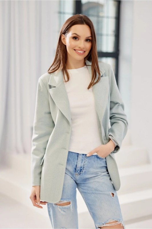 Dámské sako ZAK0016 sv.tyrkys - Roco Fashion - Dámské oblečení saka