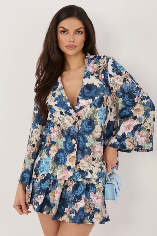 Sako s květinovým vzorem model 226218 Italy Moda