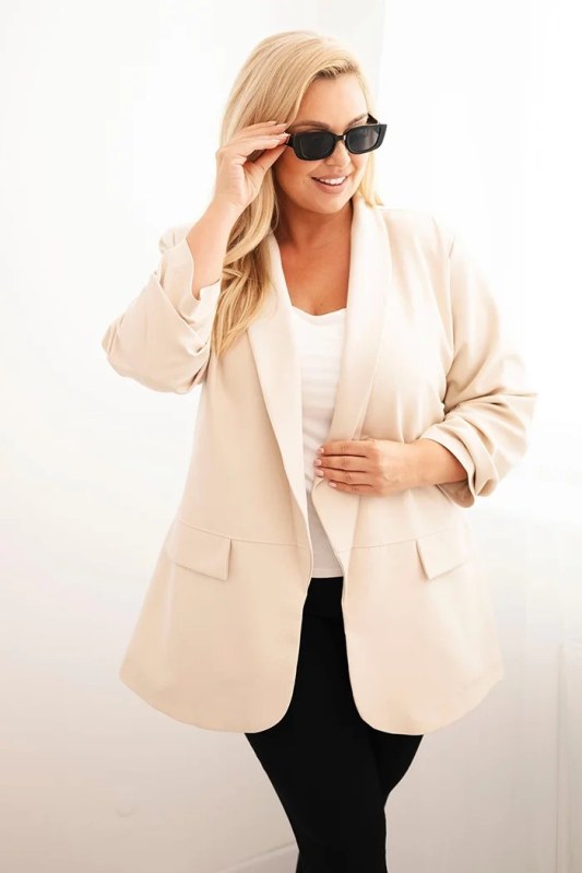 Dámská elegantní Plus Size sako béžová