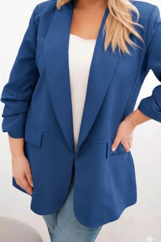 Dámská elegantní plus size sako tmavě mořská