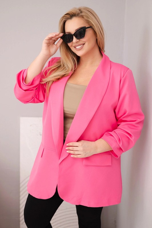 Dámské sako Plus Size elegantní růžová
