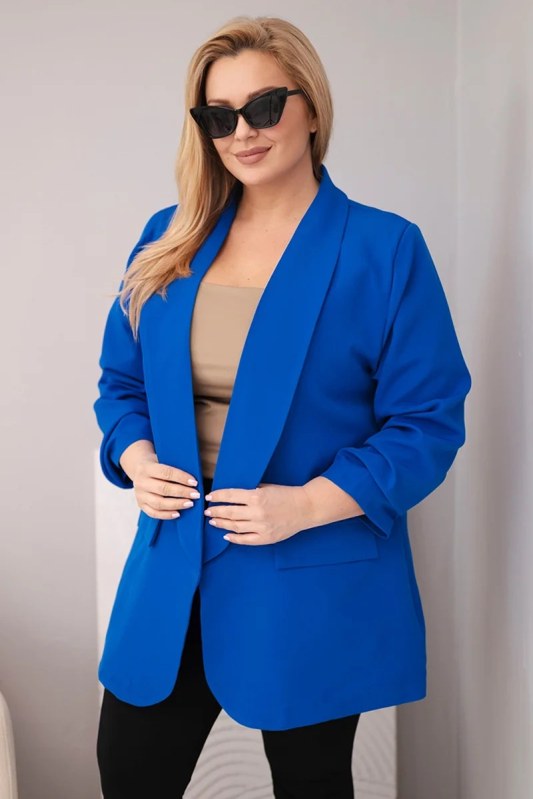 Dámské elegantní sako Plus Size chrpová