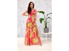 Dámské šaty SUK0361 růžovo-žluté - Roco Fashion