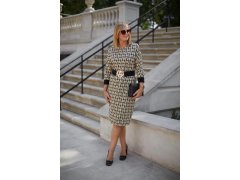 Denní šaty M376 béžovo-černé - La Aurora