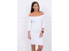 Dámské mini vroubkované šaty 8974 Bílá - K-Fashion