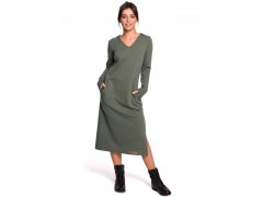 Dámské šaty B128 Khaki tmavě zelená - BEwear