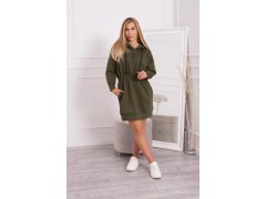Dámské šaty s&nbsp;kapucí 68470 Khaki zelená - K-Fashion