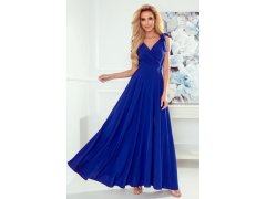 ELENA - Dlouhé dámské šaty v chrpové barvě s výstřihem a zavazováním na ramenou 405-2