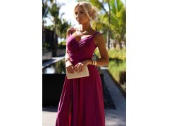 299-19 CHIARA elegantní maxi dlouhé šaty bez ramínek - FUKSY S BROKEREM