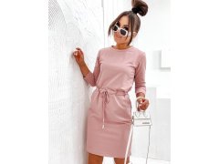 Dámské úpletové šaty v pudrově růžové barvě (700)