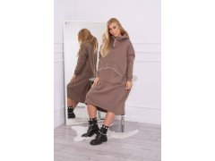 Zateplené šaty s&nbsp;kapucí mocca 6054641