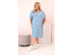 Dámské šaty Plus Size z&nbsp;lyocellu s&nbsp;řasením a&nbsp;kapsami světle džínové
