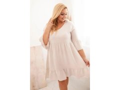 Dámské viskózové šaty Plus Size s ažurovou ozdobou béžová