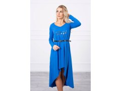 Šaty s ozdobným páskem a nápisem mauve-blue