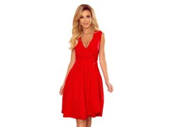 Elegantní šaty s výstřihem a řasením Numoco ELENA - červené