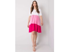RUE PARIS Bílé a růžové bavlněné šaty