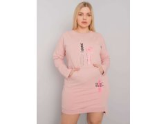Větší růžové dámské šaty větší velikosti s kapsičkou