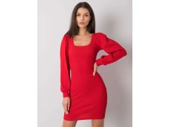 RUE PARIS Červené šaty s dlouhým rukávem