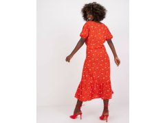 Červené midi šaty pro ženy s potisky RUE PARIS