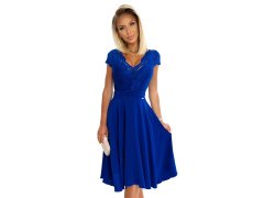 Šifonové šaty s krajkovým výstřihem Numoco LINDA - modré