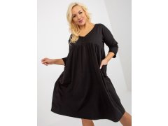 Černé mikinové šaty plus size basic s kapsami