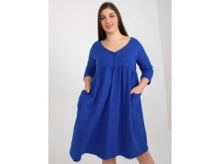 Tmavě modré základní šaty velikosti plus s 3/4 rukávy
