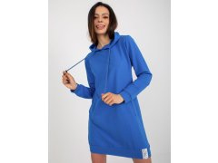 Tmavě modré mikinové basic šaty s kapucí
