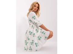 Bílé a zelené bavlněné šaty s volánkem