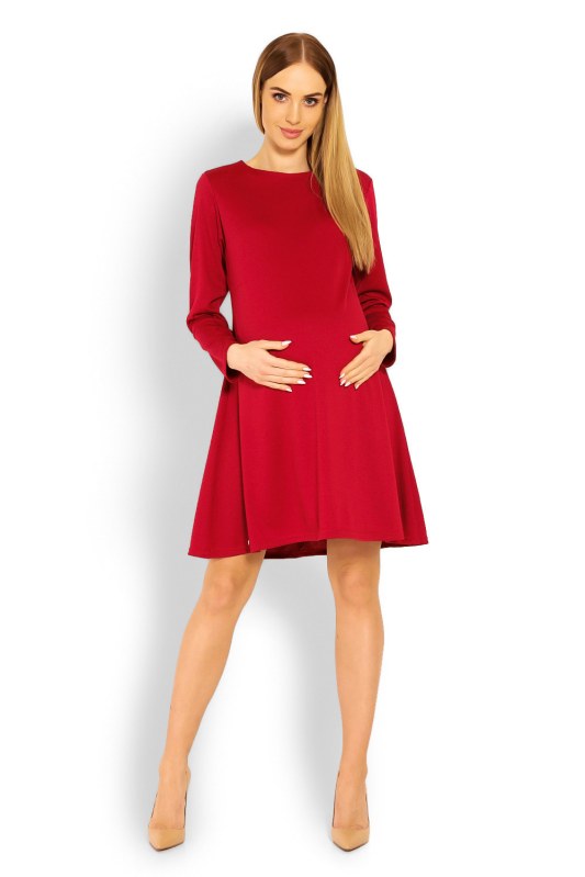 Dámské těhotenské šaty 1359 Červená - PeeKaBoo - Dámské oblečení šaty