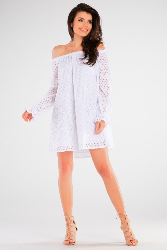 Denní šaty A435 Bílá - Awama - Dámské oblečení šaty