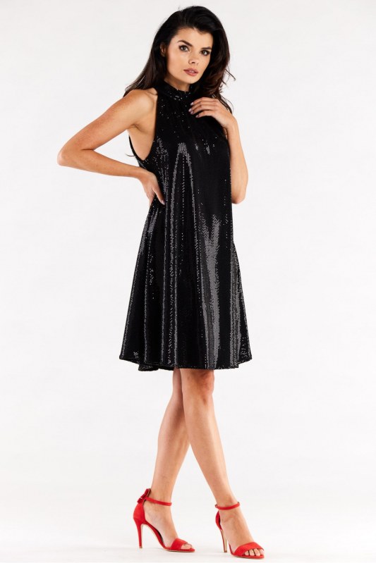 Dámské šaty A563 Černá s flitry - Awama - Dámské oblečení šaty