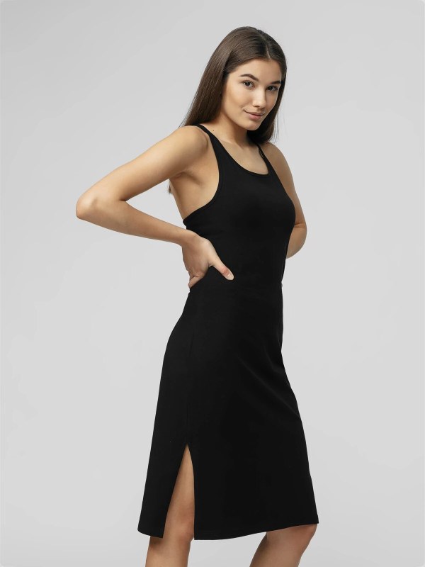 Dámské pletené šaty H4L21-SUDD013 černé - 4F - Dámské oblečení šaty
