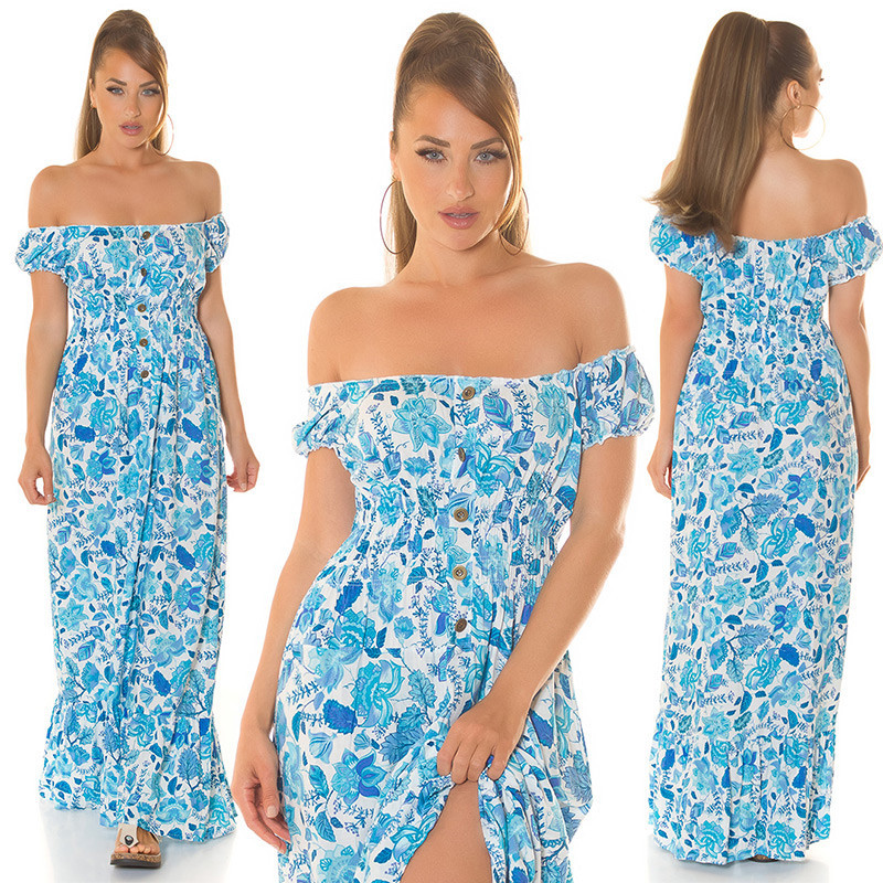 Dámské letní šaty FY9809 Modro bílá - Style fashion - Dámské oblečení šaty