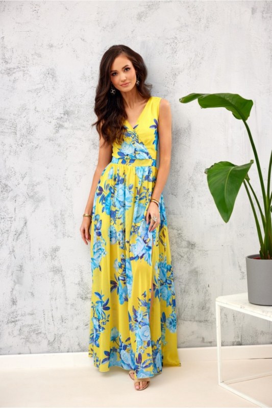 Denní šaty SUK0361-U99 žluto-modré - Roco Fashion
