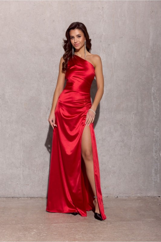 Dlouhé šaty SUK0461 červené - Roco Fashion - Dámské oblečení šaty